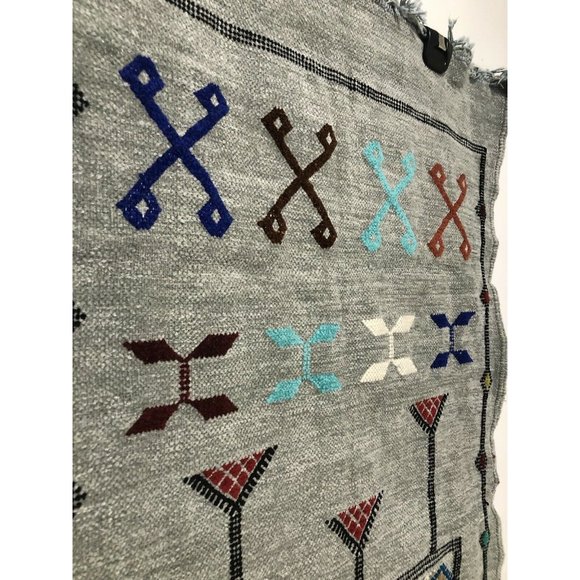 Hand Knotted Chenille Rug Geometric Patterns Soft/ Clean! 21.5" x 41" - Picture 2 of 5